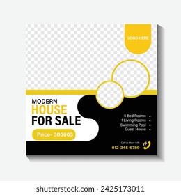 real estate house social media instagram post or web banner template