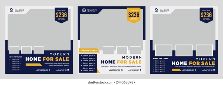 Real estate house social media post or square banner template
