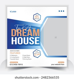 Real estate house social media post or square banner template