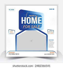 Real estate house social media post or square banner template