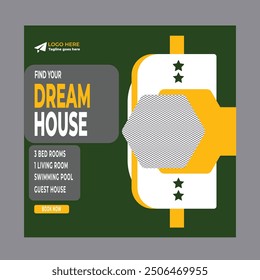 Real estate house social media instagram post or web banner template