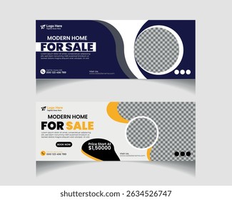 Real estate house Social Media Design. Real Estate Facebook Cover Template design set 