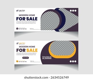 Real estate house Social Media Design. Real Estate Facebook Cover Template design set 