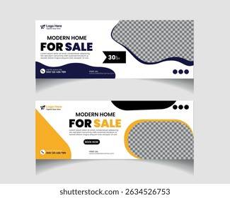 Real estate house Social Media Design. Real Estate Facebook Cover Template design set 