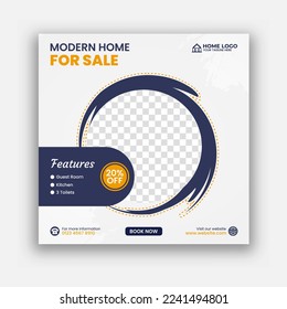 Real estate house square social media banner template