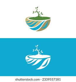 Real estate house with tree logo,Nature view logo illustration,Ecology tree logo vector,green tree organic logo.