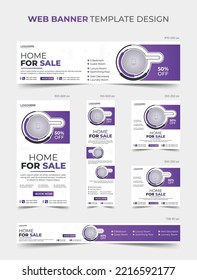 Real estate house web ads design bundle, social media post banner template layout