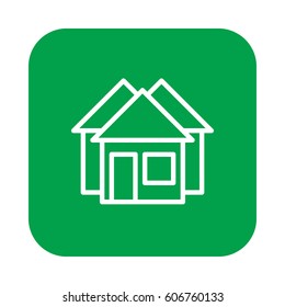 Real estate, houses flat line icon, linear vector sign on colorful rounded square button isolated on white. Symbol, logo illustration. Flat design, pixel perfect