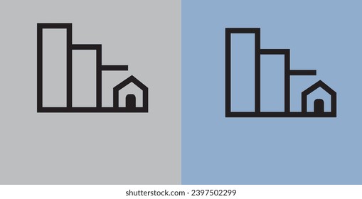 Real estate Icon Background grey,blue 