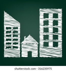 Real estate icon with chalk effect 