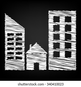 Real estate icon with chalk effect 