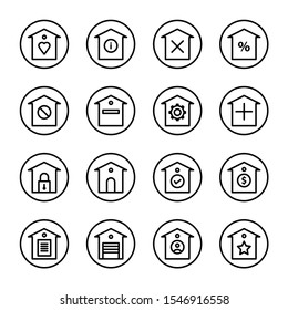 Real estate icon in a circle for a website or app with eps10 vector format