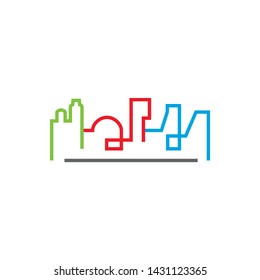 Real estate icon city with line art