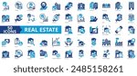 Real estate icon collection set. Containing property, personal, location, buildings, housing, residential, apartment icon. Simple flat vector.