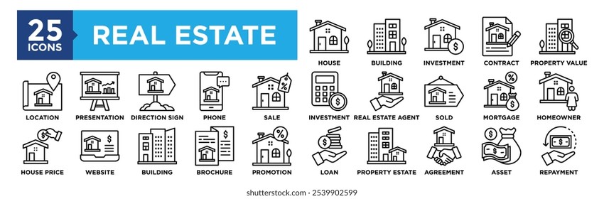 Real Estate icon collection set. Containing design investment, business, mortgage, home, finance, estate, property