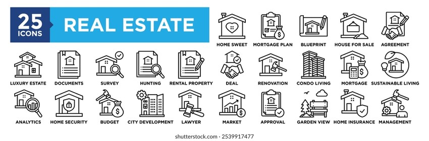 Real Estate icon collection set. Containing design investment, business, mortgage, home, finance, estate, property
