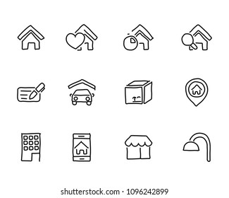 real estate icon design illustration,hand drawn style design, designed for web and app