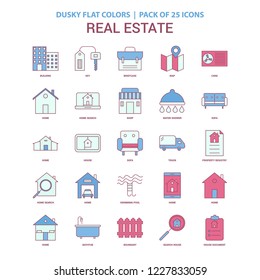 Real Estate icon Dusky Flat color - Vintage 25 Icon Pack
