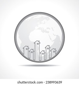 Real Estate icon with earth for sale property concept stock vector