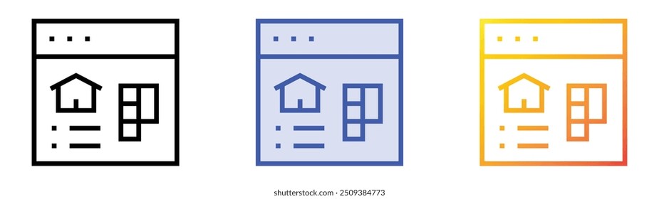 real estate icon. Linear, Blue Fill and Gradient Style Design Isolated On White Background