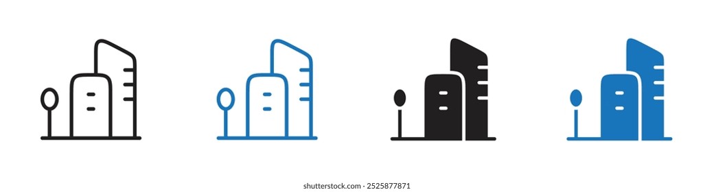 Conjunto de gráficos lineales de iconos de bienes raíces Vector en negro