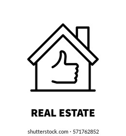Real estate icon or logo in modern line style. High quality black outline pictogram for web site design and mobile apps. Vector illustration on a white background.