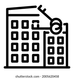 Icono inmobiliario. Esquema del icono del vector inmobiliario para el diseño web aislado en fondo blanco