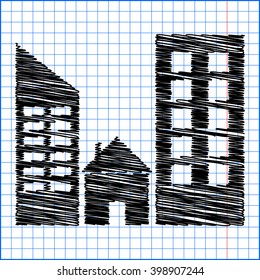 Real estate icon with pen effect on paper