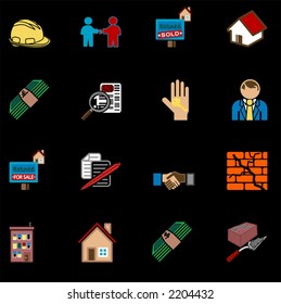 real estate icon series set. icons or design elements related to home / house buying, real estate, or estate gents.