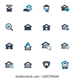 Real estate icon set - (Blue Series). vector graphics 