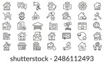 Real estate icon. Real estate icon set. Containing house icon set. Linear style.