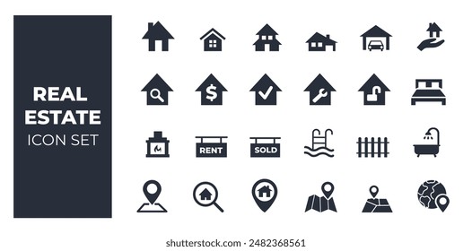 Real estate icon set . flat vector icon