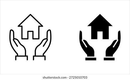 Symbolsatz für Immobilien. Haushaltslinie Symbole auf weißem Hintergrund