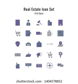 real estate icon set. real estate icons vector. flat icon style design