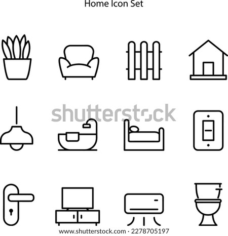  real estate icon set isolated on white background, outline icon set of real estate.