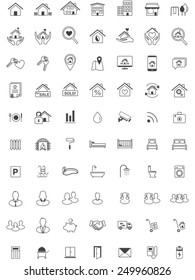 Real Estate Icon Set, Line, Minimalistic Vector, Home 