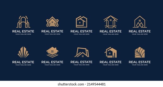 real estate icon set logo design inspiration templates.real estate,minimal logo,construction.