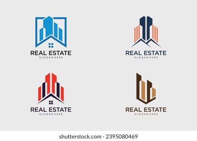 Icono inmobiliario conjunto de logo vector de diseño para negocios con idea creativa