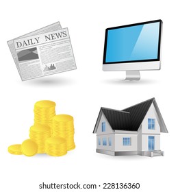 Real estate icon set notebook isolated silhouette over white.