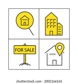 Icono inmobiliario. Símbolo de conjunto inmobiliario elementos vectoriales para web infográfica.