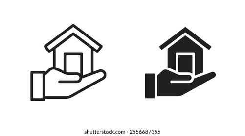 Real estate icon set in Thin line black color.