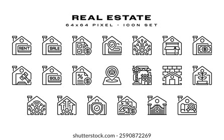 Real Estate Icon Set. Universal creative premium symbol. Vector sign icon logo template. Vector illustration