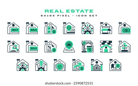Real Estate Icon Set. Universal creative premium symbol. Vector sign icon logo template. Vector illustration