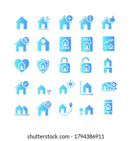 Icono inmobiliario conjunto gradiente vector para sitio web, aplicación móvil, presentación, medios sociales. Adecuado para la interfaz de usuario y la experiencia del usuario