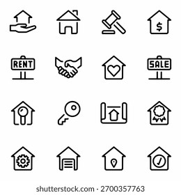 Conjunto de iconos de bienes raíces Ilustración vectorial