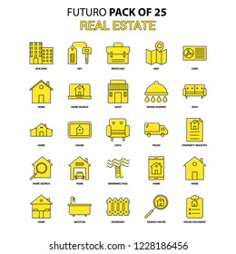 Real Estate Icon Set. Yellow Futuro Latest Design icon Pack