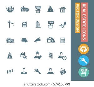 Real estate icon set,clean vector