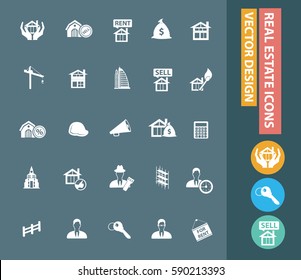 Real estate icon set,clean vector
