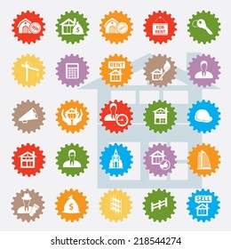 Real estate icon set,colour version,clean vector