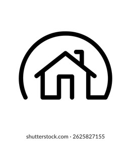 Real Estate Icon Simple Dwelling Under a Curved Protective Cover